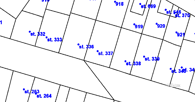 Parcela st. 337 v KÚ Ostroměř, Katastrální mapa