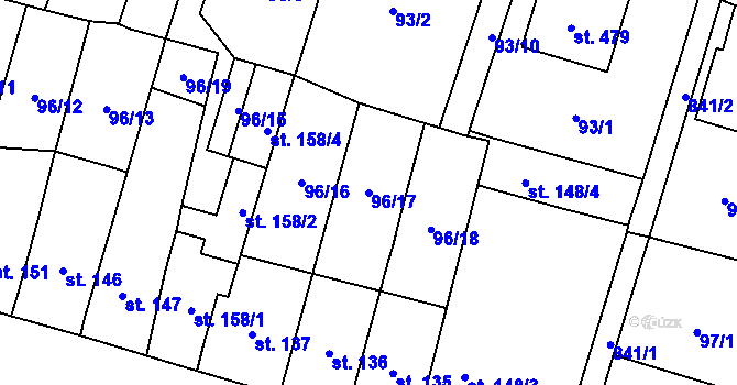 Parcela st. 96/17 v KÚ Ostroměř, Katastrální mapa