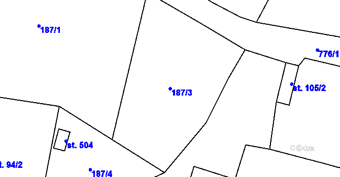 Parcela st. 187/3 v KÚ Ostroměř, Katastrální mapa