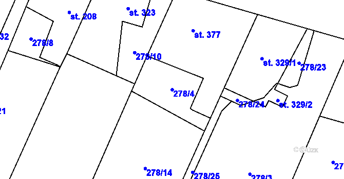 Parcela st. 278/4 v KÚ Ostroměř, Katastrální mapa