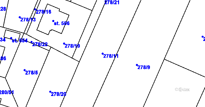 Parcela st. 278/11 v KÚ Ostroměř, Katastrální mapa