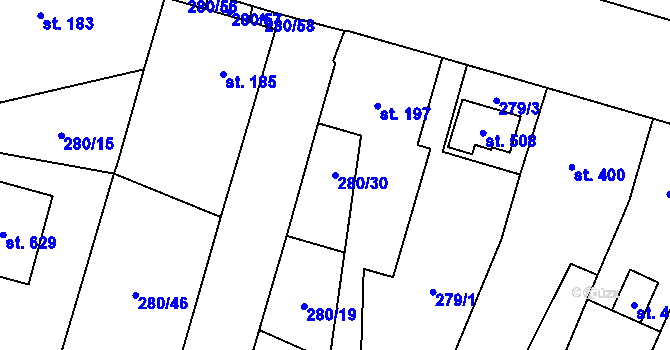 Parcela st. 280/30 v KÚ Ostroměř, Katastrální mapa