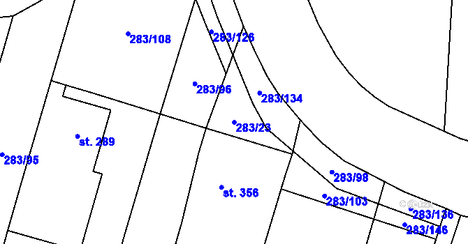 Parcela st. 283/23 v KÚ Ostroměř, Katastrální mapa