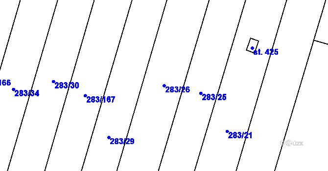 Parcela st. 283/26 v KÚ Ostroměř, Katastrální mapa