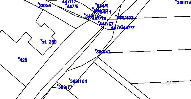 Parcela st. 360/42 v KÚ Ostroměř, Katastrální mapa