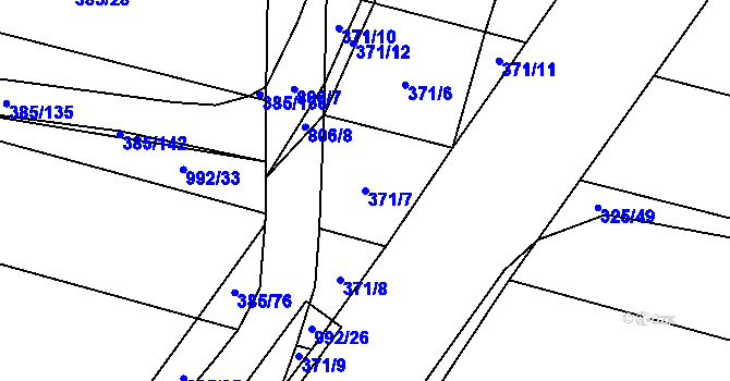 Parcela st. 371/7 v KÚ Ostroměř, Katastrální mapa
