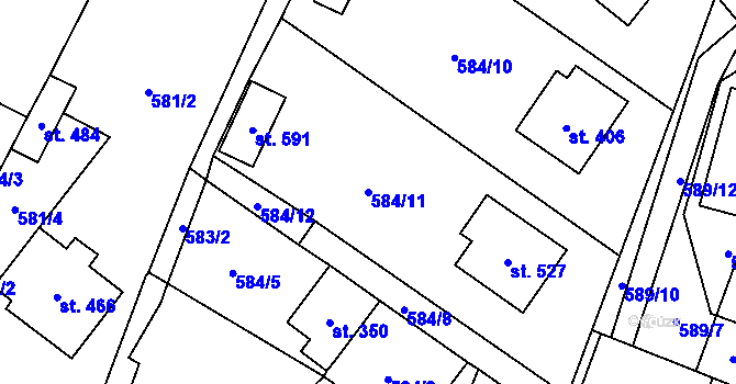 Parcela st. 584/11 v KÚ Ostroměř, Katastrální mapa