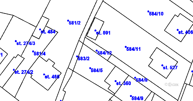 Parcela st. 584/12 v KÚ Ostroměř, Katastrální mapa