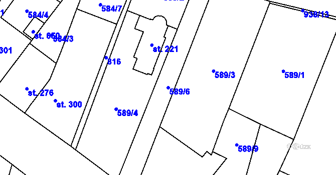 Parcela st. 589/6 v KÚ Ostroměř, Katastrální mapa
