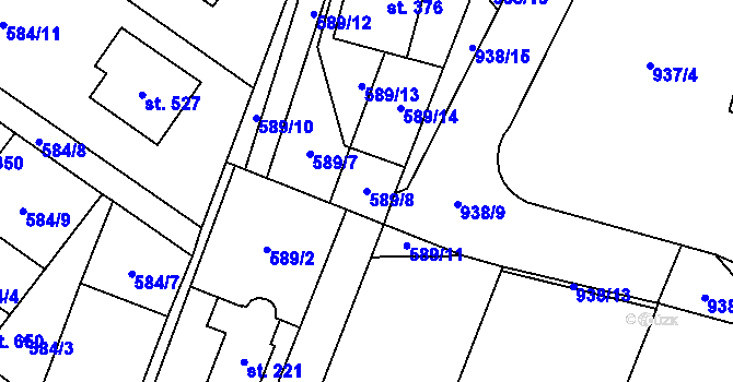 Parcela st. 589/8 v KÚ Ostroměř, Katastrální mapa