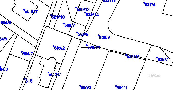 Parcela st. 589/11 v KÚ Ostroměř, Katastrální mapa