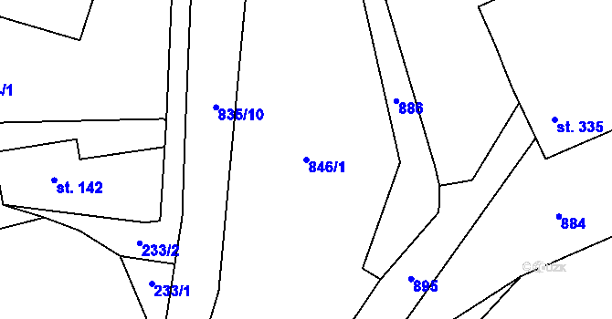 Parcela st. 846/1 v KÚ Ostroměř, Katastrální mapa