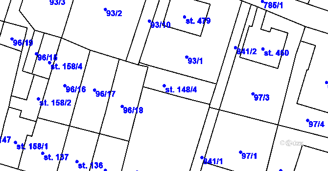 Parcela st. 148/4 v KÚ Ostroměř, Katastrální mapa