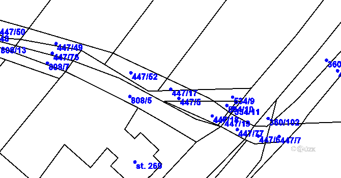 Parcela st. 447/17 v KÚ Ostroměř, Katastrální mapa