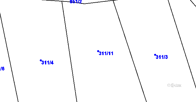 Parcela st. 311/11 v KÚ Ostroměř, Katastrální mapa