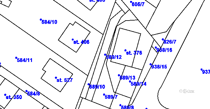 Parcela st. 589/12 v KÚ Ostroměř, Katastrální mapa