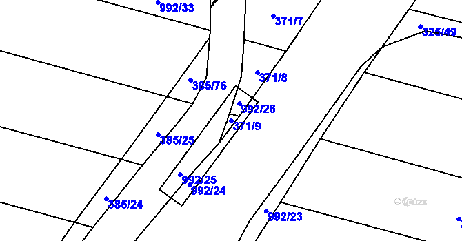 Parcela st. 371/9 v KÚ Ostroměř, Katastrální mapa