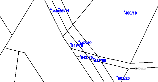 Parcela st. 447/59 v KÚ Ostroměř, Katastrální mapa
