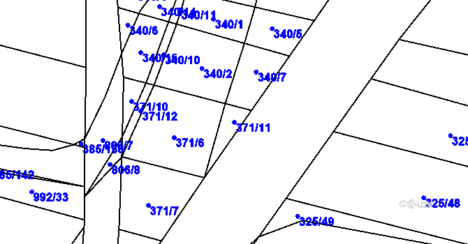 Parcela st. 371/11 v KÚ Ostroměř, Katastrální mapa
