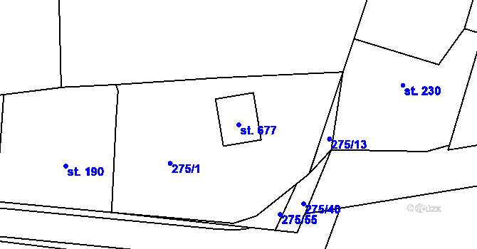 Parcela st. 677 v KÚ Ostroměř, Katastrální mapa