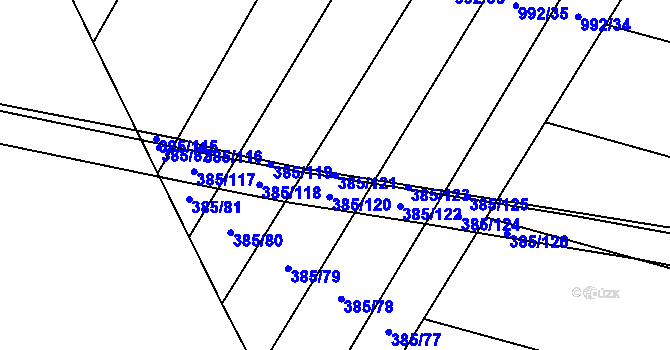 Parcela st. 385/121 v KÚ Ostroměř, Katastrální mapa