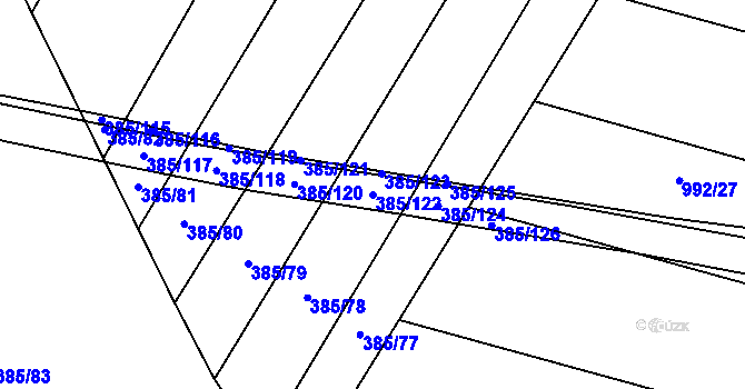Parcela st. 385/122 v KÚ Ostroměř, Katastrální mapa