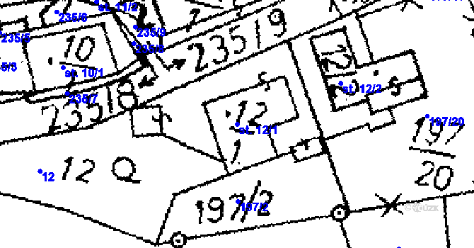 Parcela st. 12/1 v KÚ Ostrov u Bohdanče, Katastrální mapa