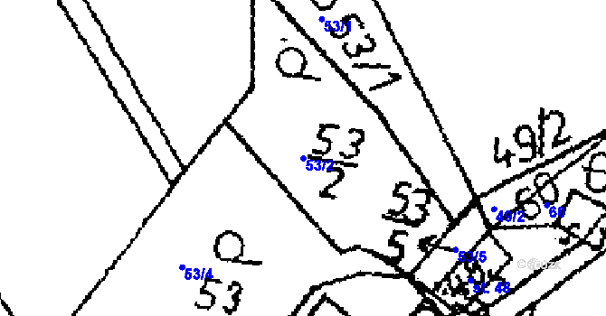 Parcela st. 53/2 v KÚ Ostrov u Bohdanče, Katastrální mapa