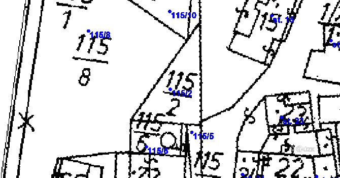 Parcela st. 115/2 v KÚ Ostrov u Bohdanče, Katastrální mapa