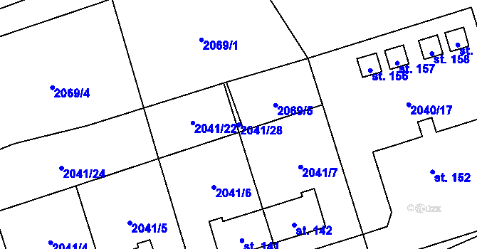 Parcela st. 2041/28 v KÚ Ostrov na Šumavě, Katastrální mapa