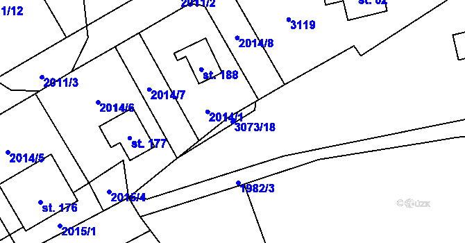 Parcela st. 3073/18 v KÚ Ostrov na Šumavě, Katastrální mapa