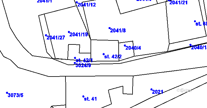 Parcela st. 42/2 v KÚ Ostrov na Šumavě, Katastrální mapa