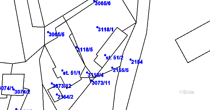 Parcela st. 51/2 v KÚ Ostrov na Šumavě, Katastrální mapa