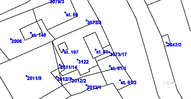 Parcela st. 60 v KÚ Ostrov na Šumavě, Katastrální mapa