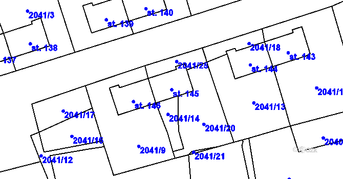 Parcela st. 145 v KÚ Ostrov na Šumavě, Katastrální mapa
