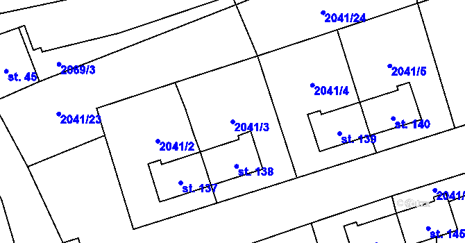 Parcela st. 2041/3 v KÚ Ostrov na Šumavě, Katastrální mapa