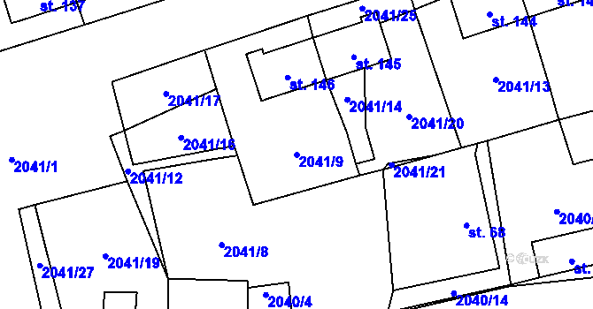 Parcela st. 2041/9 v KÚ Ostrov na Šumavě, Katastrální mapa