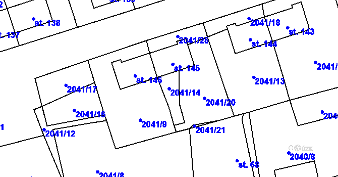 Parcela st. 2041/14 v KÚ Ostrov na Šumavě, Katastrální mapa
