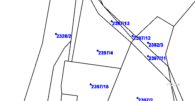 Parcela st. 2397/4 v KÚ Ostrov na Šumavě, Katastrální mapa