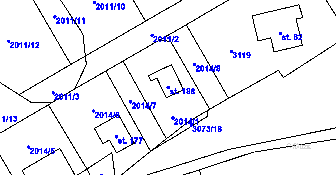 Parcela st. 188 v KÚ Ostrov na Šumavě, Katastrální mapa