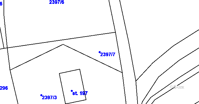 Parcela st. 2397/7 v KÚ Ostrov na Šumavě, Katastrální mapa