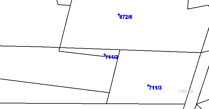 Parcela st. 711/2 v KÚ Ostrov na Šumavě, Katastrální mapa