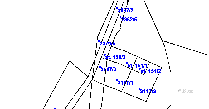 Parcela st. 151/3 v KÚ Ostrov na Šumavě, Katastrální mapa