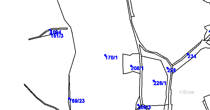 Parcela st. 170/1 v KÚ Běleň, Katastrální mapa