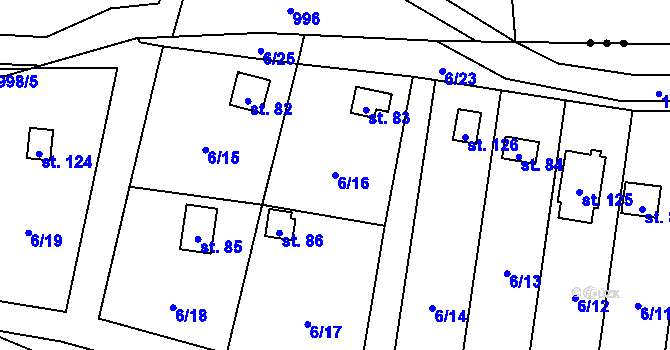 Parcela st. 6/16 v KÚ Běleň, Katastrální mapa