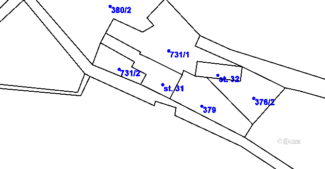 Parcela st. 31 v KÚ Šafléřov, Katastrální mapa