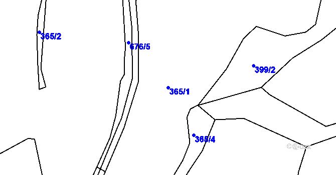 Parcela st. 365/1 v KÚ Šafléřov, Katastrální mapa