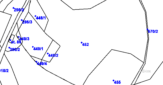 Parcela st. 452 v KÚ Šafléřov, Katastrální mapa