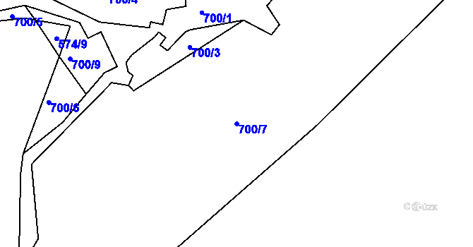 Parcela st. 700/7 v KÚ Šafléřov, Katastrální mapa