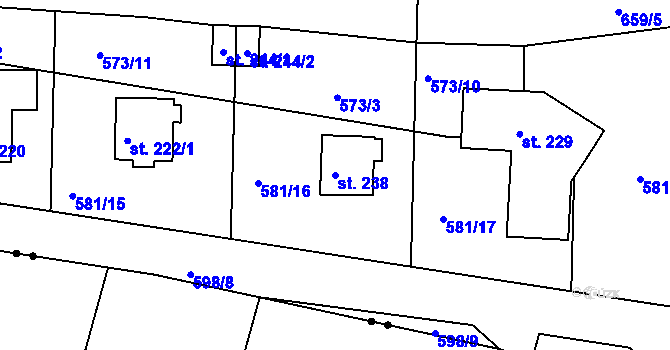 Parcela st. 238 v KÚ Horní Žďár u Ostrova, Katastrální mapa
